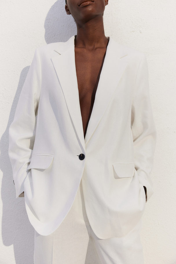 H&M Linen-blend Blazer White