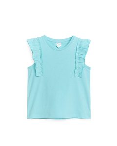 Sleeveless Jersey Frill Top Turquoise