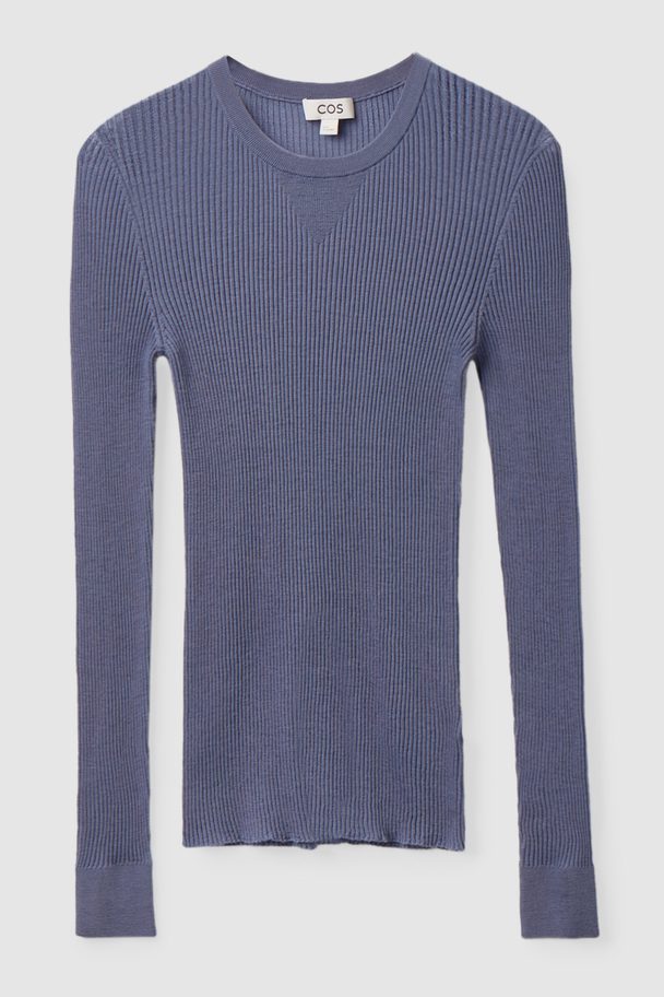 COS Slim-fit Long-sleeve Wool Top Washed Navy