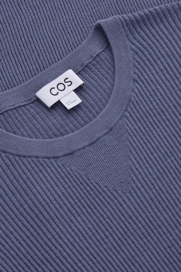 COS Slim-fit Long-sleeve Wool Top Washed Navy