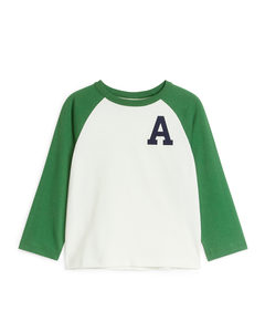 Langarm-T-Shirt Weiß/Grün
