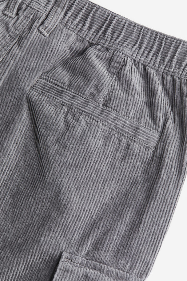 H&M Regular Fit Corduroy Cargo Trousers Grey