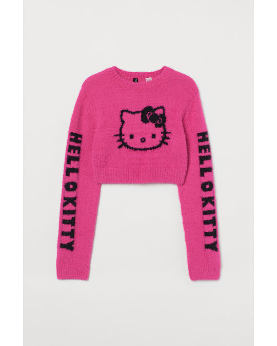 H&M Cropped Jumper Pink/hello Kitty