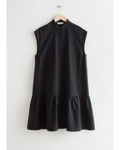 Buttoned Tiered Midi Dress Black
