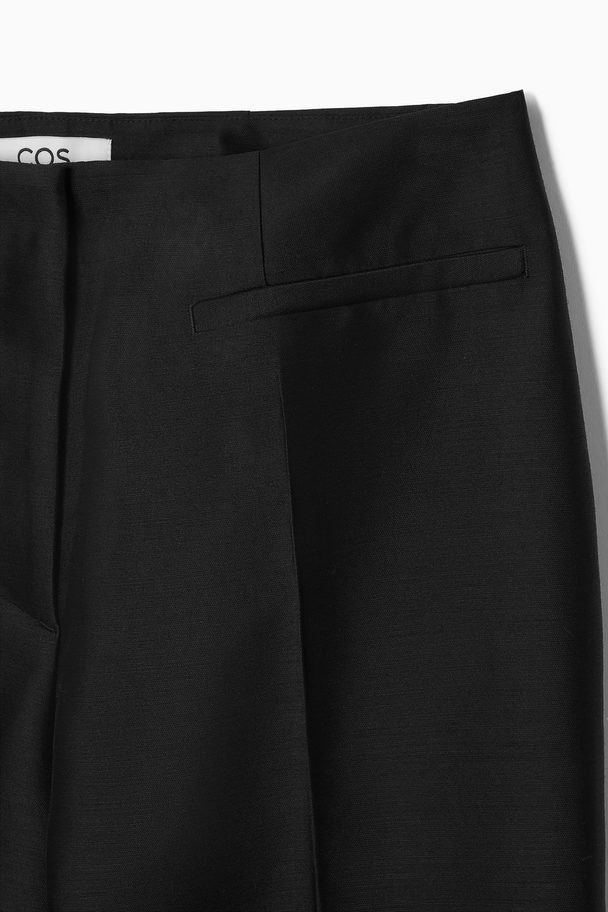 COS Flared Wool-blend Trousers Black