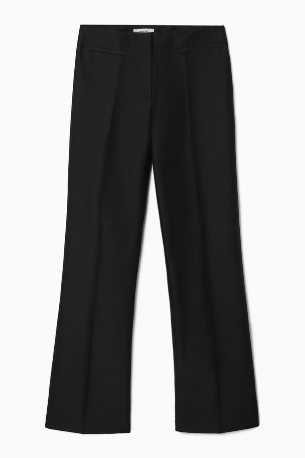 COS Flared Wool-blend Trousers Black