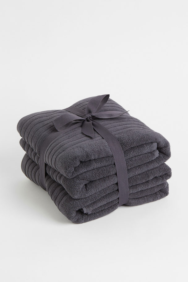 H&M HOME 2-pack Cotton Bath Sheets Dark Grey