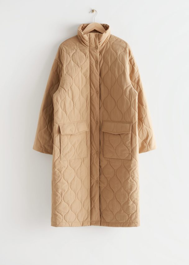 & Other Stories Oversized Quilted Coat Beige
