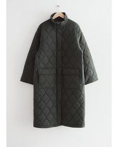 Oversized Quilted Coat Dark Green