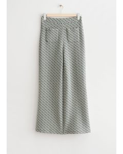 Cropped Jacquard Trousers Green/blue