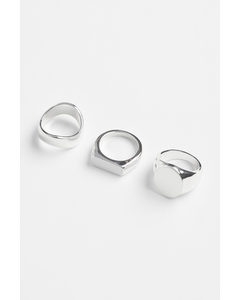 3-pack Rings Silver-coloured