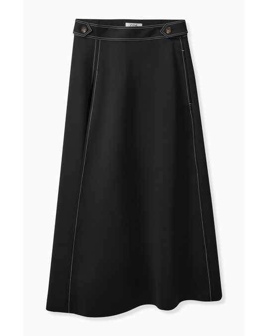 COS A-line Tailored Midi Skirt Black