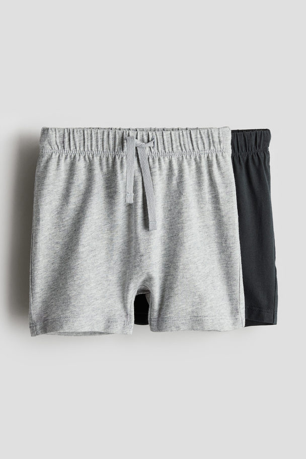 H&M 2-pack Trikotshorts Lys Grå/sort