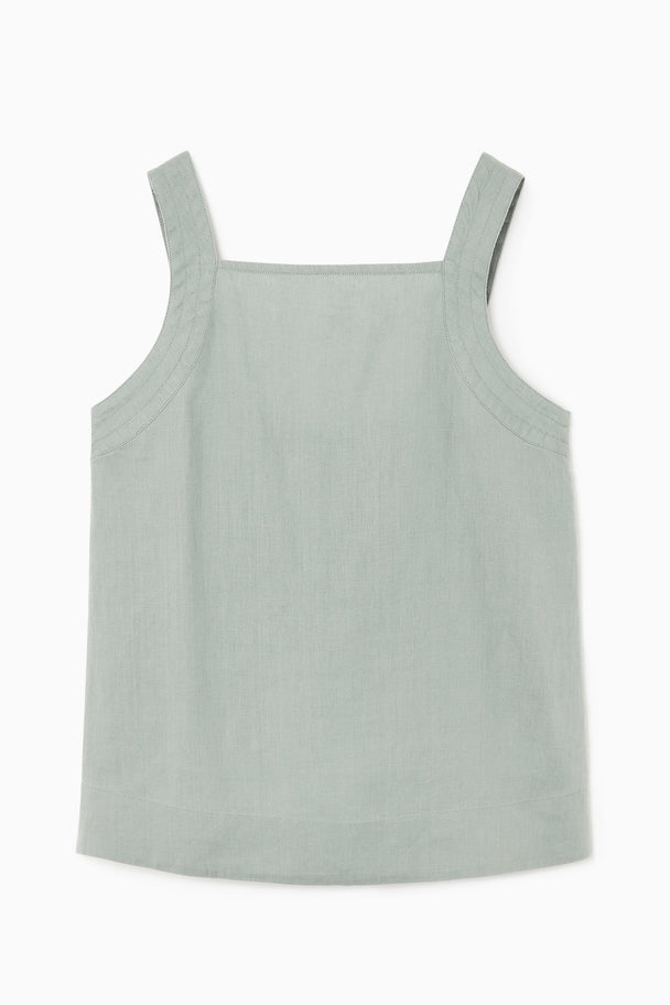 COS Tie-back Linen Top Green