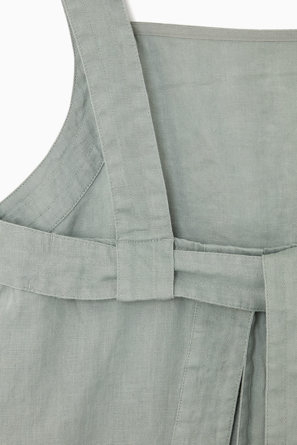 COS Tie-back Linen Top Green