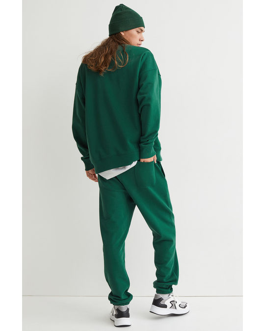 H&M Relaxed Fit Cotton Joggers Dark Green