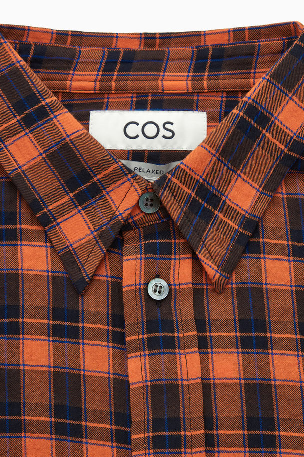 COS Textured Checked Shirt Dark Orange / Check