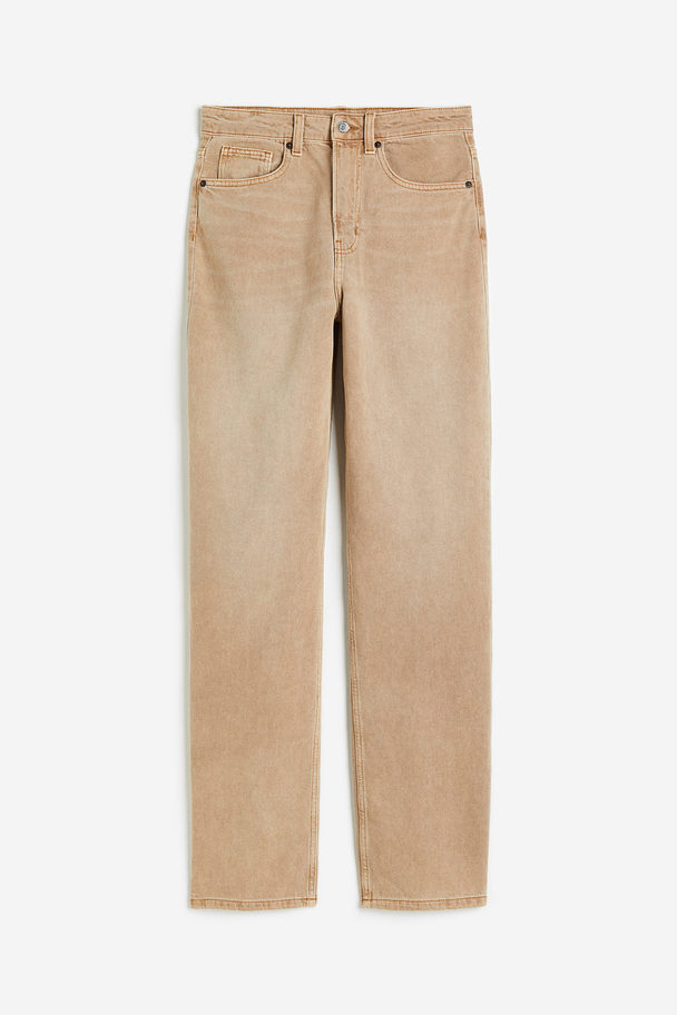 H&M 90's Straight High Jeans Beige