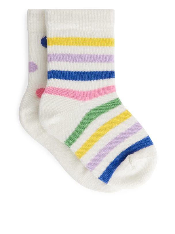 ARKET Polka Dot Socks, 2 Pairs White/multi-colour