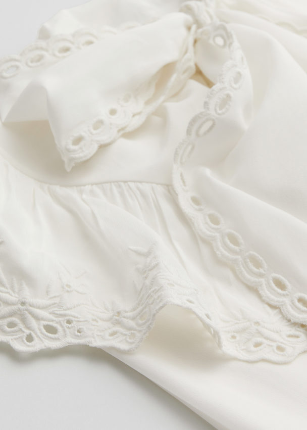 & Other Stories Scalloped Ruffle Blouse Ivory