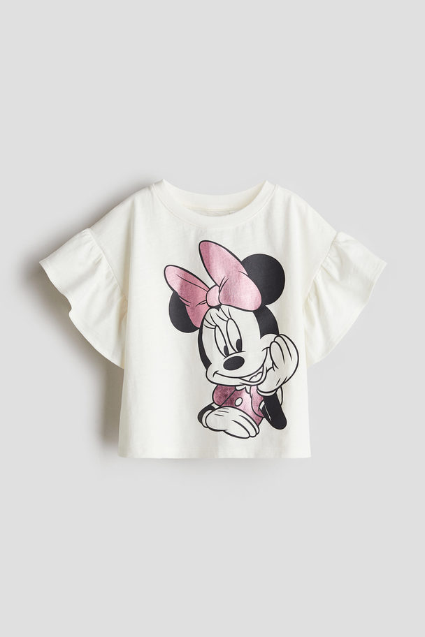 H&M T-Shirt mit Print Weiß/Minnie Maus