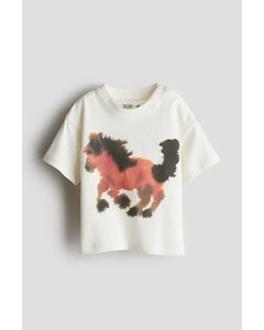 Mönstrad T-shirt Vit/häst