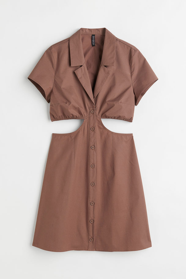 H&M Poplin Shirt Dress Brown