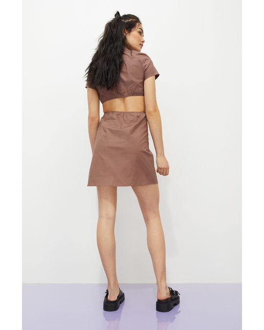 H&M Poplin Shirt Dress Brown