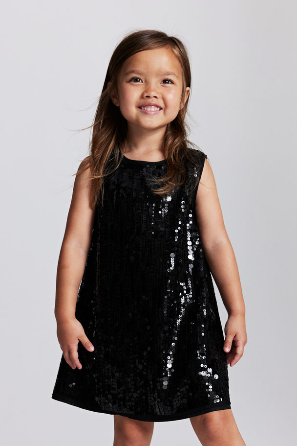 H&M Sequined A-line Dress Black