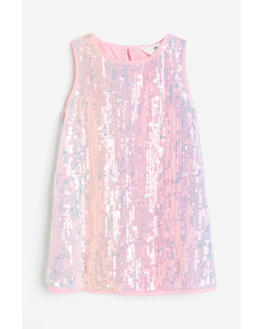 Sequined A-line Dress Light Pink/sequined