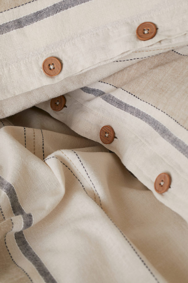 H&M HOME Linen-blend Duvet Cover Set Light Beige/beige