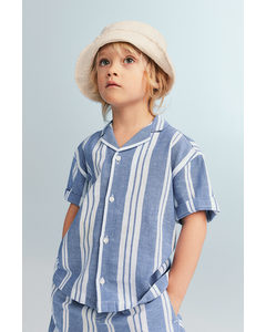 Short-sleeved Resort Shirt Blue/white Striped
