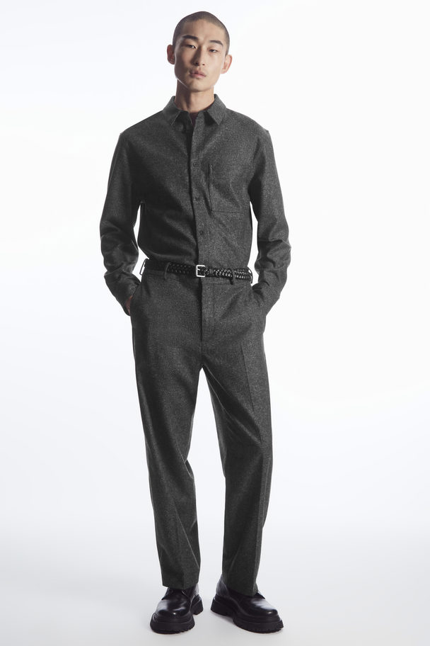 COS Textured Wool-jacquard Shirt Grey / White