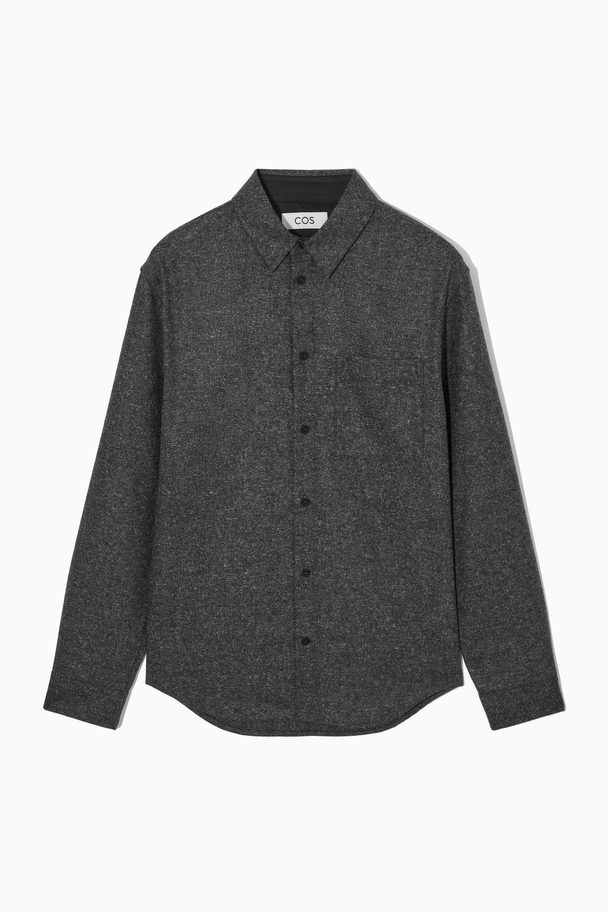 COS Textured Wool-jacquard Shirt Grey / White