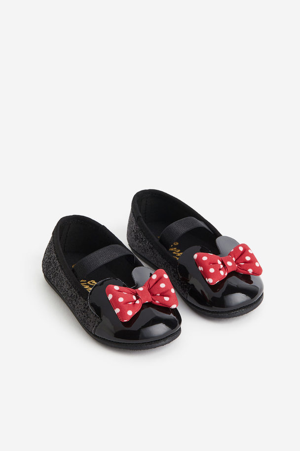 H&M Ballet Pumps With Bow Black/glitter