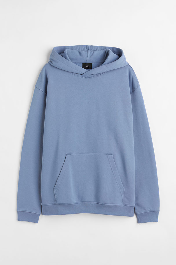 H&M Relaxed Fit Cotton Hoodie Blue