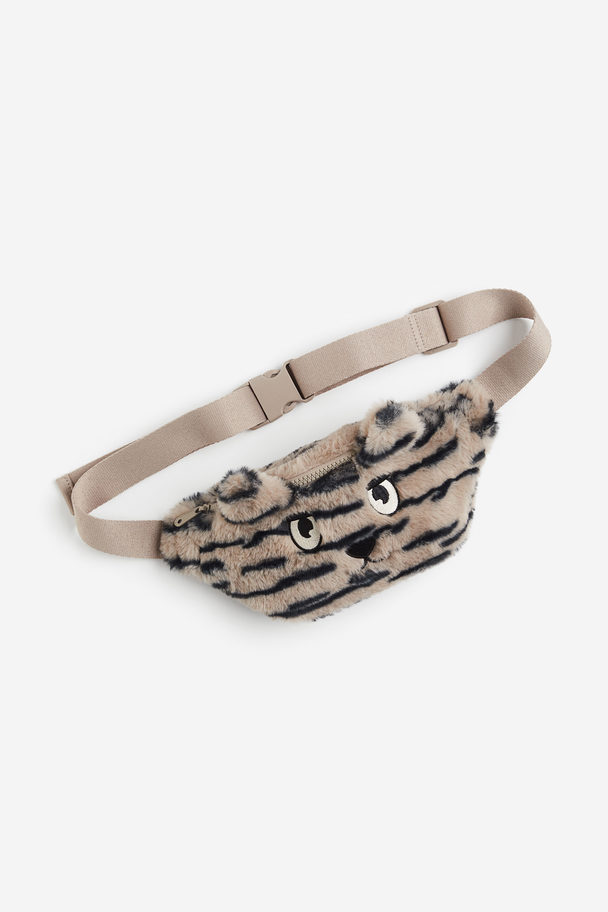 H&M Fluffy Multifunctional Bag Light Beige/tiger