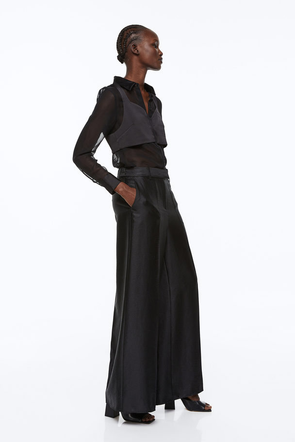H&M Double-layered Sheer Shirt Black
