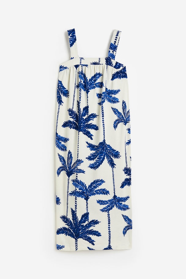 H&M Patterned Jersey Dress Cream/palm Trees