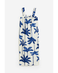 Patterned Jersey Dress Cream/palm Trees