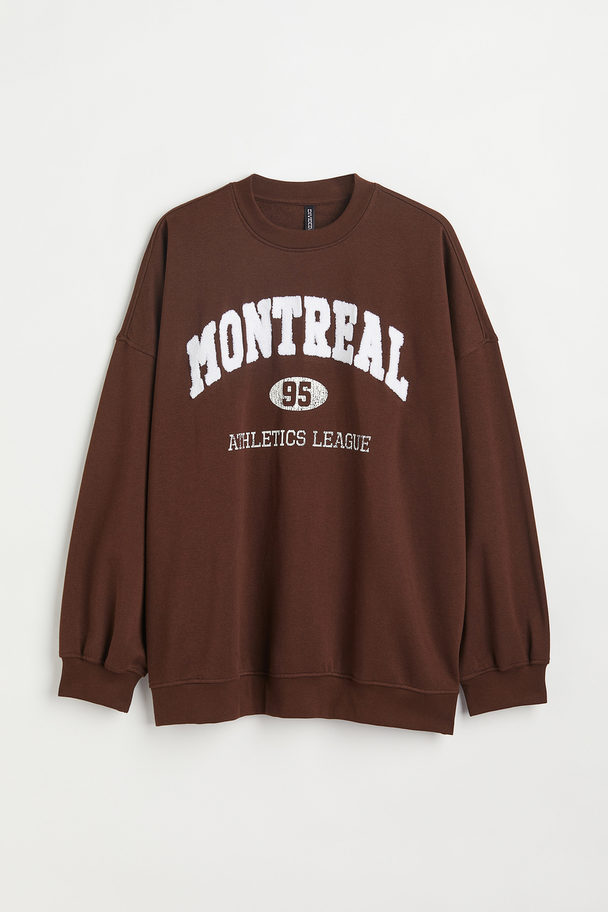 H&M H&m+ Oversized Sweatshirt Mørkebrun/montreal