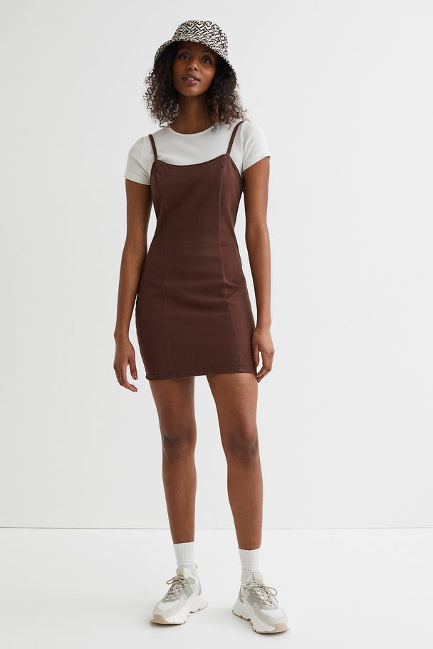 H&M Fitted Dress Dark Brown