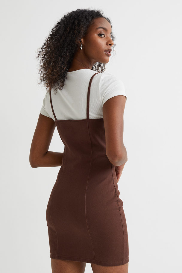 H&M Fitted Dress Dark Brown