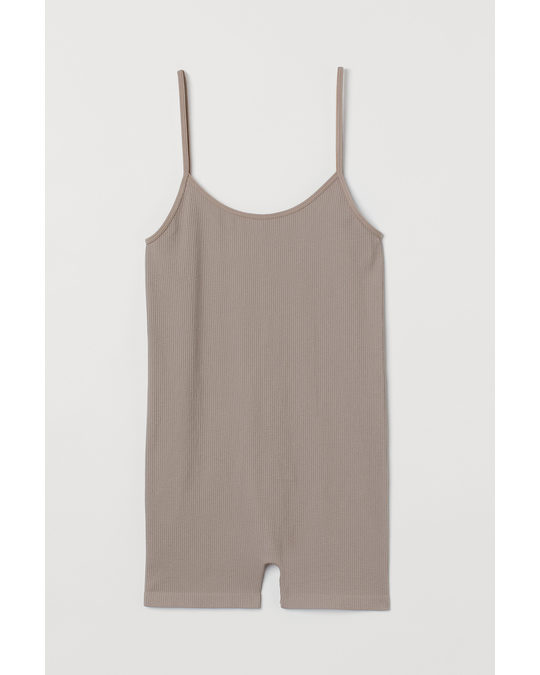 H&M Ribbed Playsuit Greige
