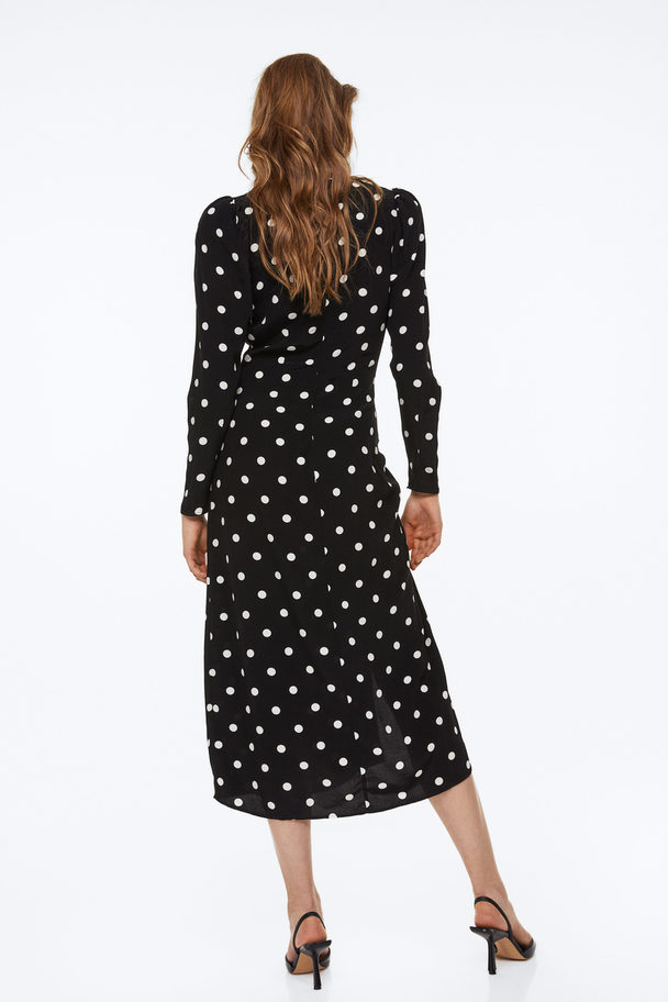 H&M Gathered Dress Black/spotted