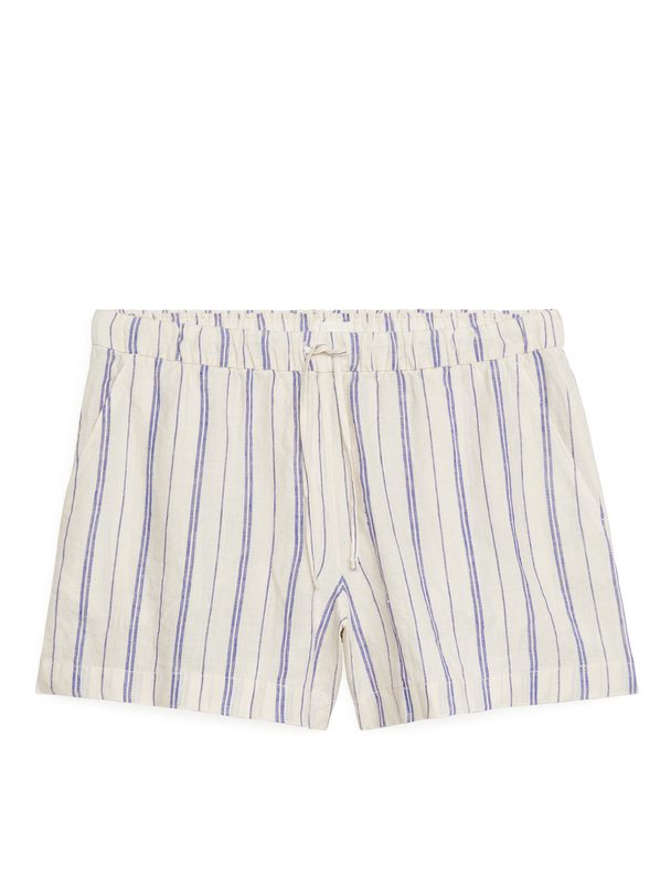 Arket Linen Shorts Off White/blue