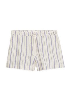 Leinen-Shorts Off-White / Blau