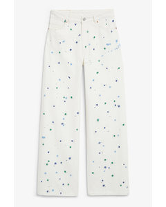 Yoko Witte Jeans Met Kleurrijke Spetters Kleurrijke Spetters