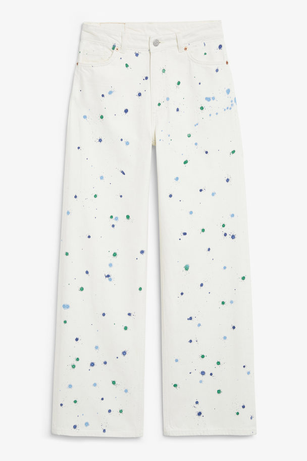 Monki Yoko Witte Jeans Met Kleurrijke Spetters Kleurrijke Spetters