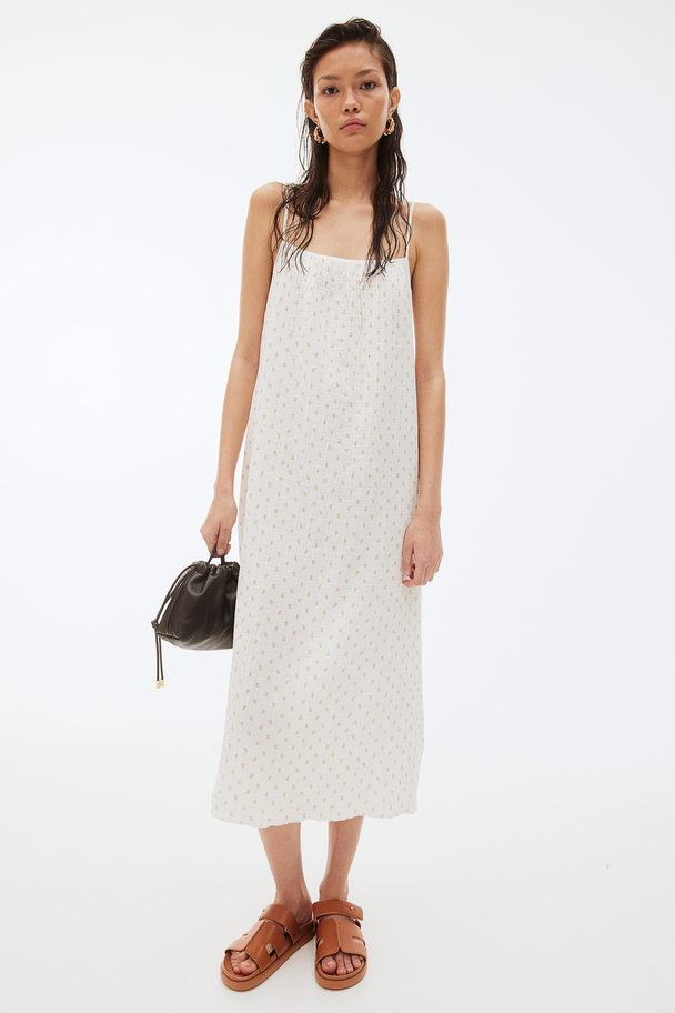 H&M Tie-detail Throw-on Dress Cream/floral